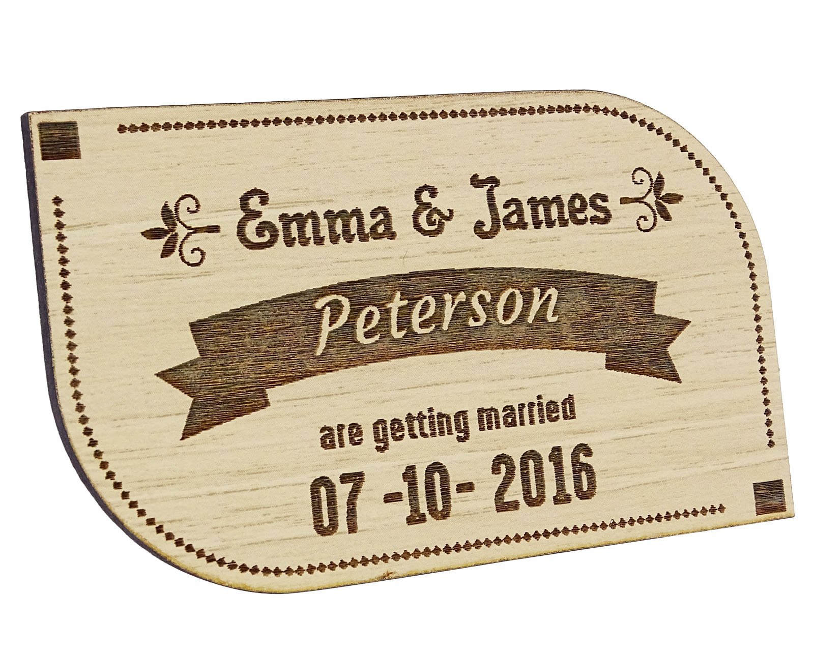 Personalized Wedding Save The Date Cards - Set of 50 Rustic Engraved Wood Magnets with Envelopes - Elegant Wedding Announcements for Couples - Perfect for Rustic, Vintage & Outdoor Weddings