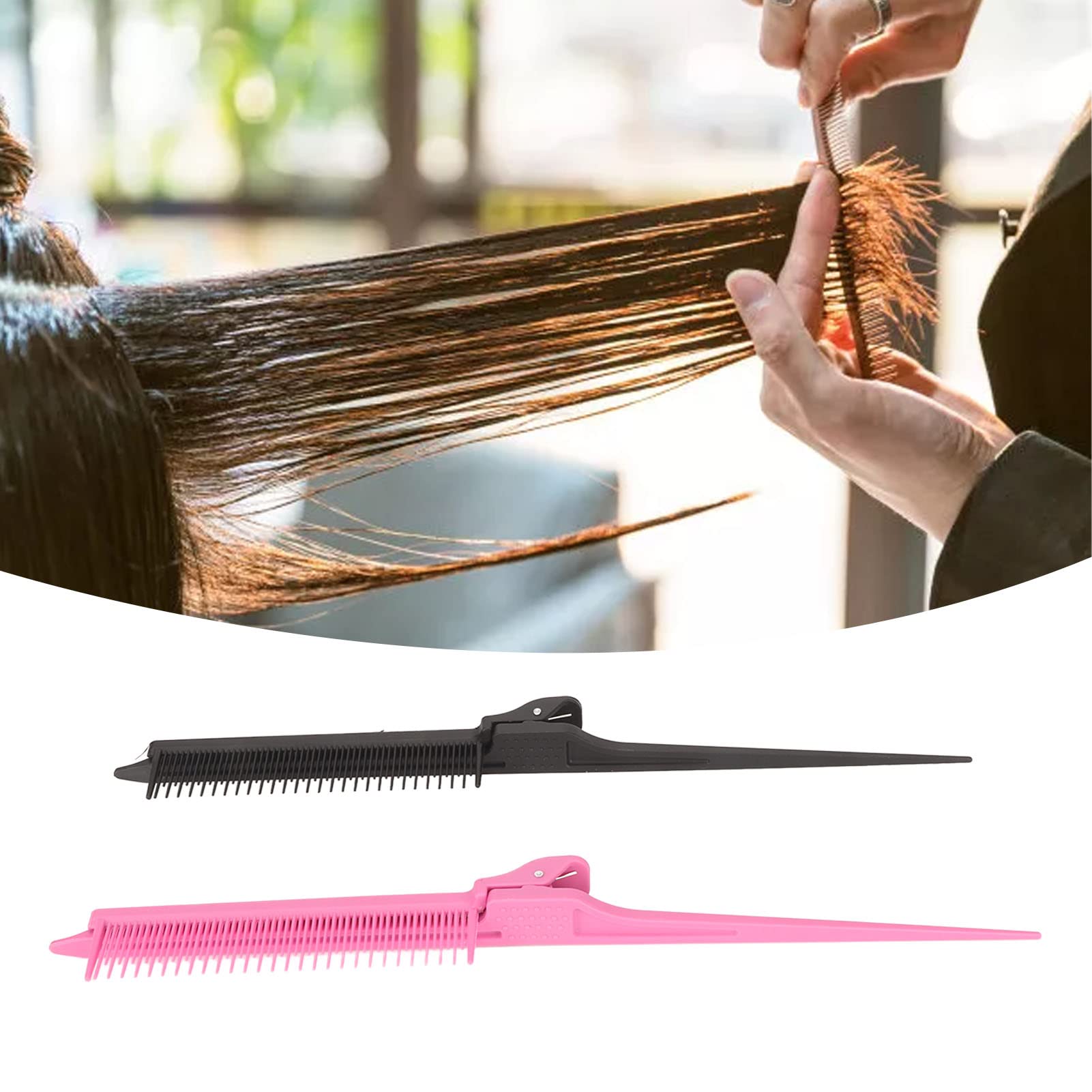 Portable Tail Clip Comb - Rounded Teeth, Ergonomic & Slip-Resistant Design - Lightweight & Comfortable Grip for Home & Salon Hair Styling - Perfect for DIY Haircuts, Styling, and Professional Salon Use