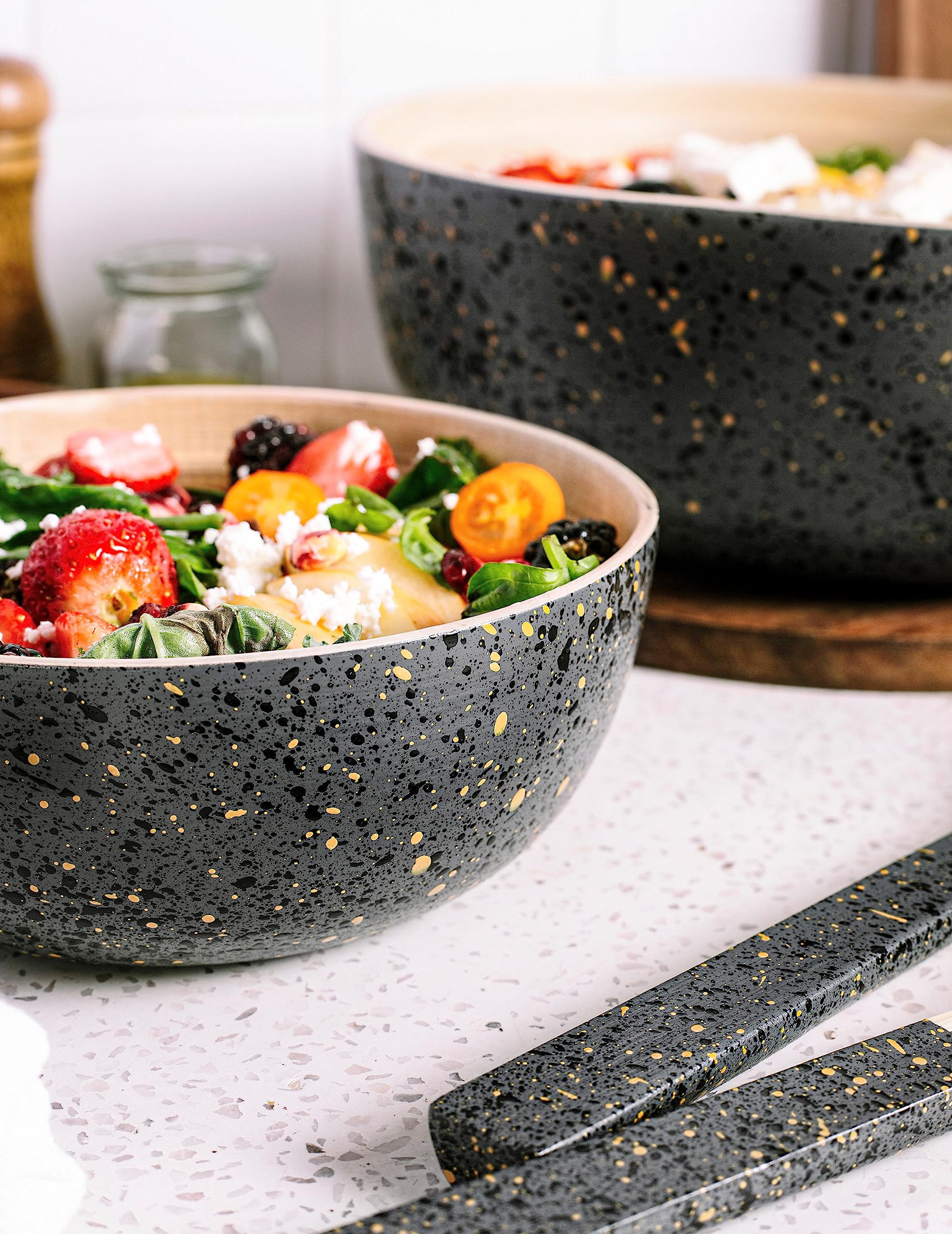 Handmade Bamboo Salad Bowl - Wooden Serving Bowl for Pasta & Snacks | Kitchen & Dining Decor