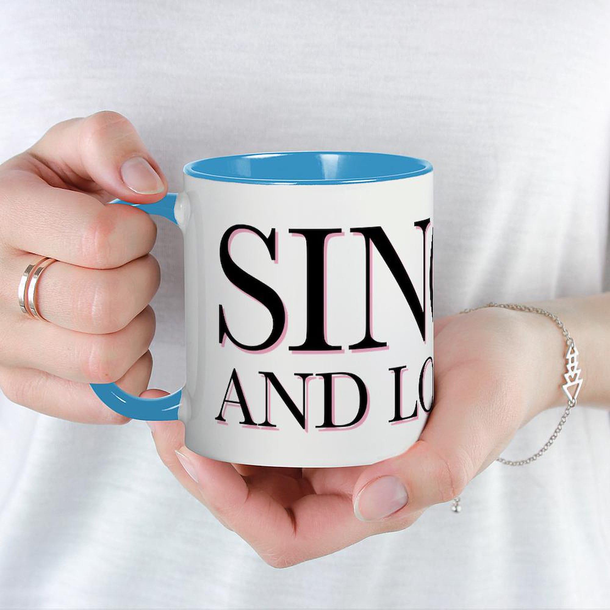 Single And Loving It 11 oz Ceramic Coffee Mug (325 ml) - Perfect for Tea, Hot Chocolate & Office Use - Funny Gift for Singles by CafePress