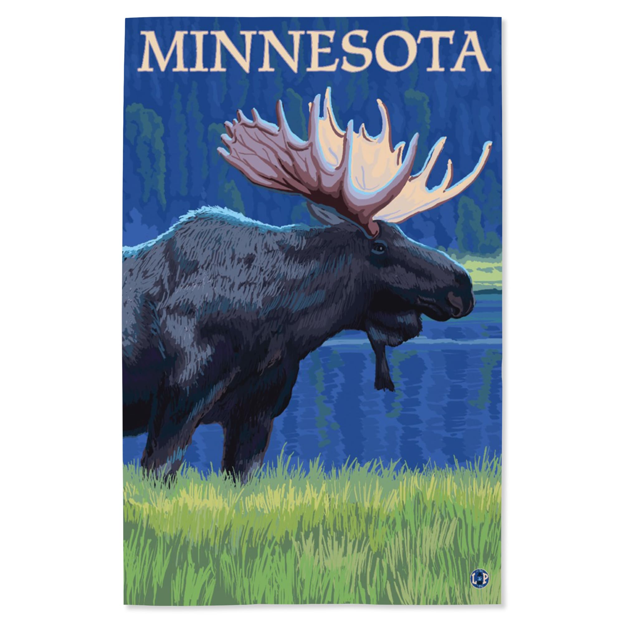 Lantern Press 16x24 Inch Giclee Art Print - Minnesota Moose at Night Wall Decor - Perfect for Living Room, Bedroom & Office