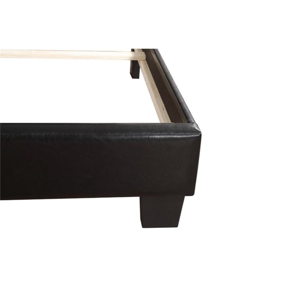 Glory Furniture Caldwell Faux Leather Panel Queen Bed Frame - Black Upholstered Headboard for Modern Bedroom Decor | Perfect for Master Bedrooms, Guest Rooms & Apartments