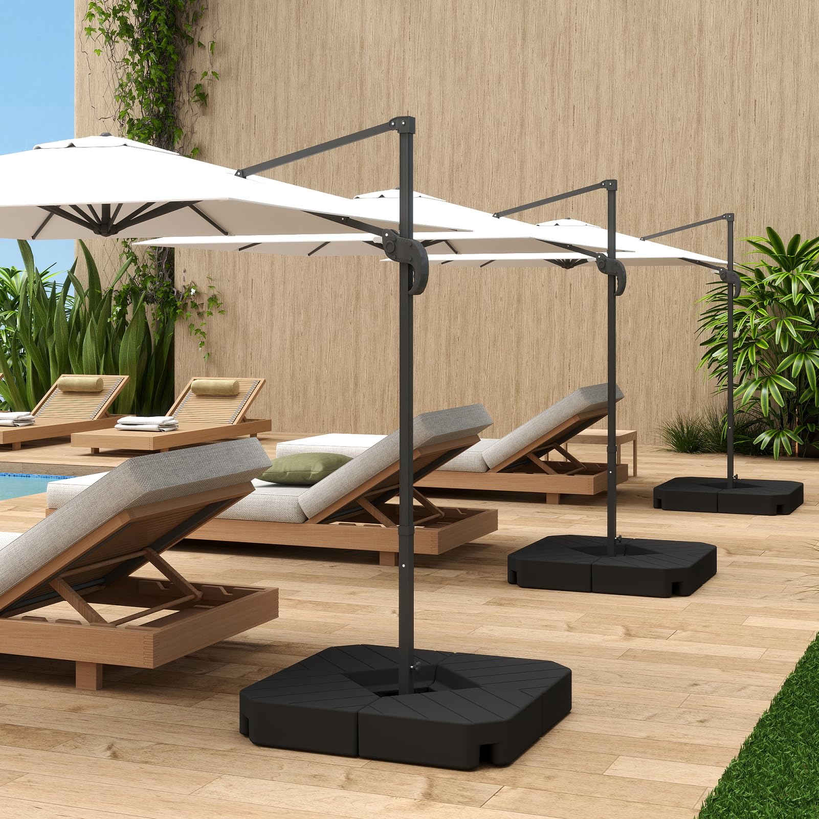 Heavy Duty 229lb Base Weights Stand for Offset Cantilever Patio Umbrella - 4 Piece Black Set | Perfect for Outdoor Dining, Poolside Lounging & Backyard Shade