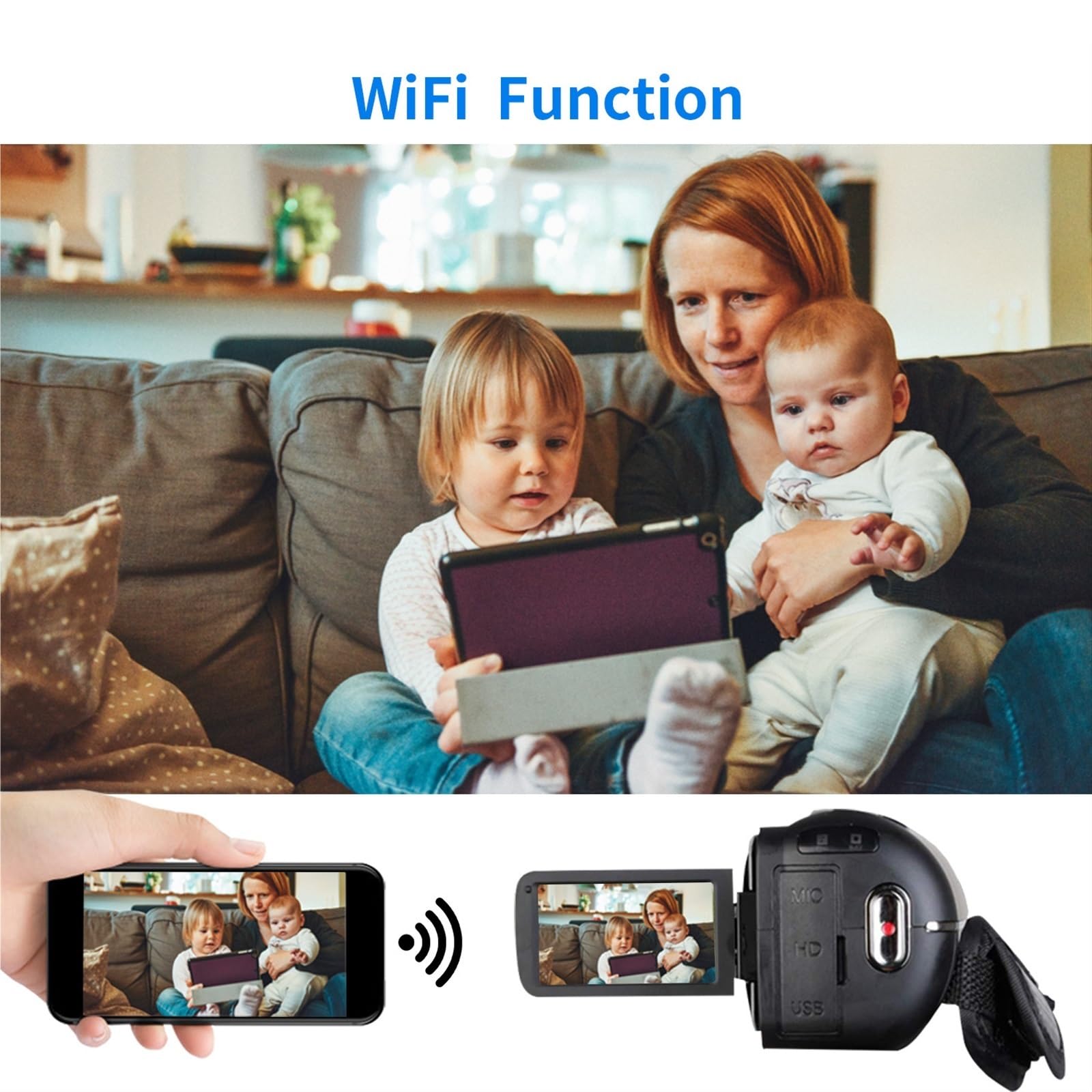 NMBHUS 2.7K WiFi Night Vision Outdoor Camcorder - Infrared Digital Video Camera for Vlogging, Blogging & Photography | Portable Webcam for Travel, Camping & Home Security (No SD Card Included, 4-Piece Set)