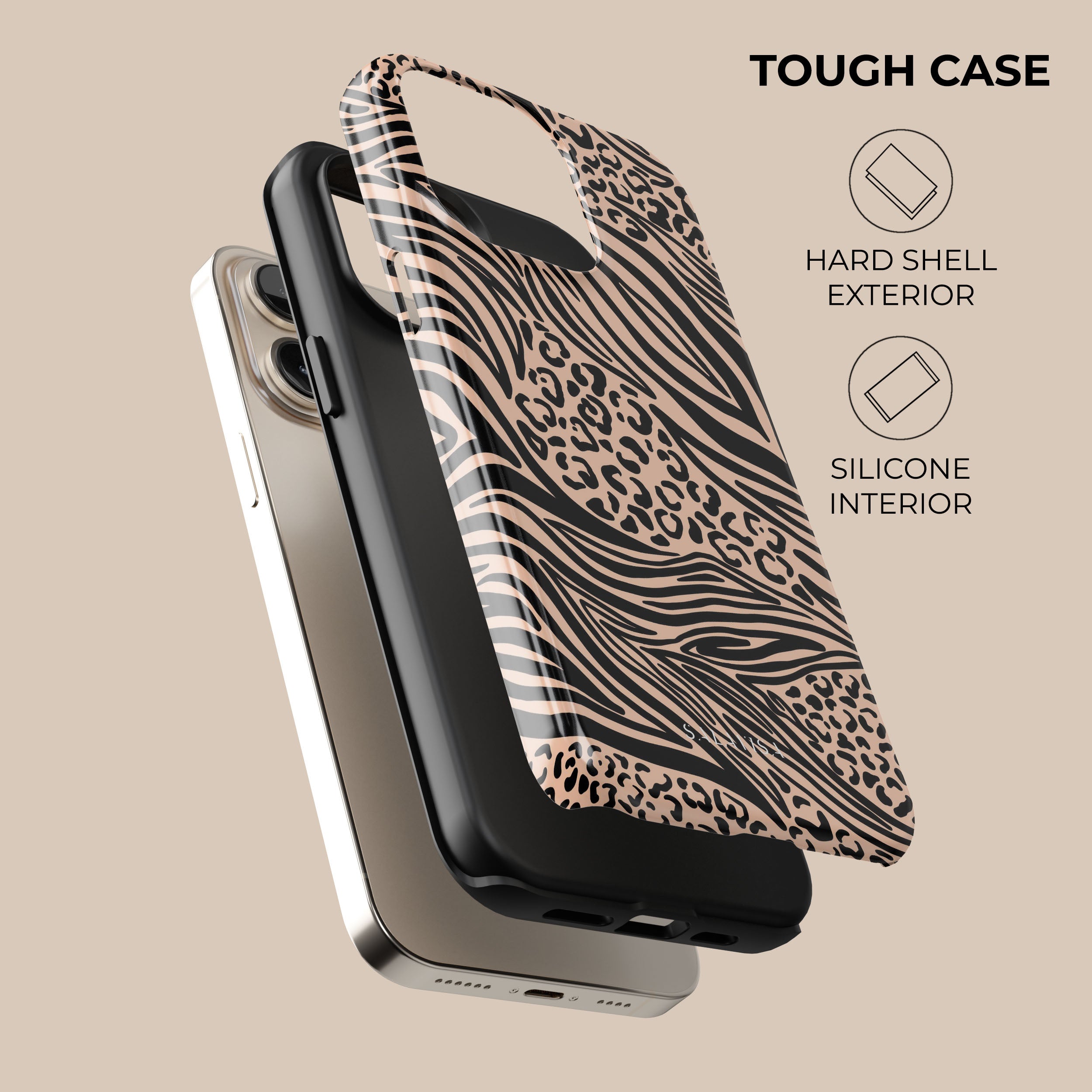 Stylish Light Zebra Print Phone Case - Durable Protective Cover for iPhone & Samsung - Perfect for Everyday Use, Travel & Fashion Accessories