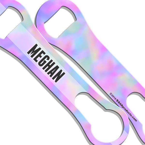 Custom ADD YOUR NAME V Rod® Bottle Opener - Vibrant Watercolor Tie Dye Design for Beer, Soda & Home Bar Accessories | Perfect for Parties, BBQs & Gifts