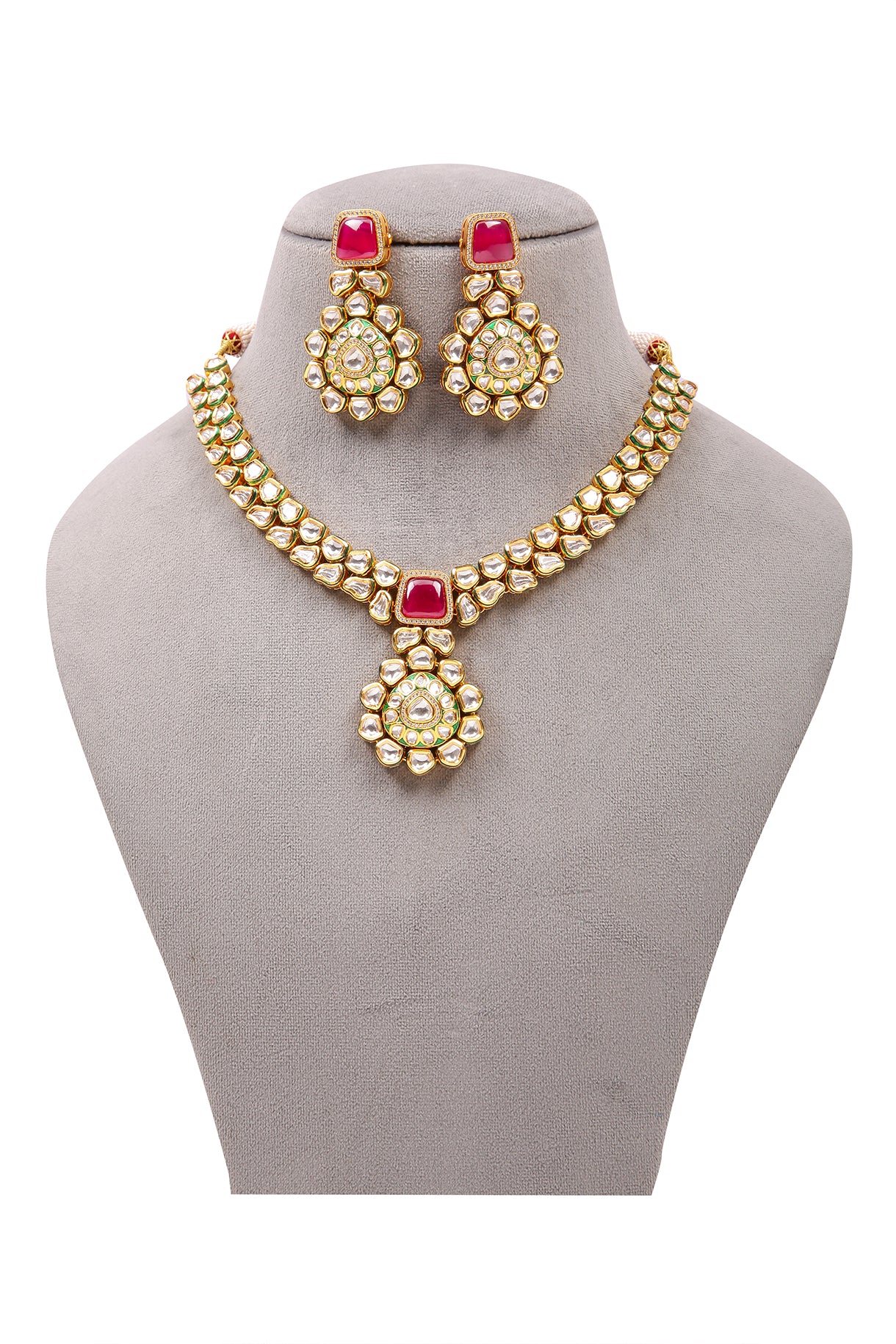 Luxury Gold Plated Royal Kundan Necklace & Earrings Set (D1176) | Indian Bridal Jewelry for Weddings, Parties & Special Occasions