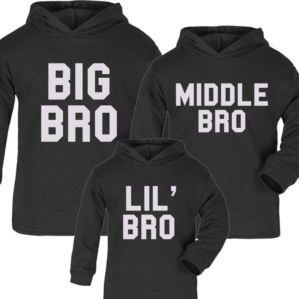 MRK X Matching Black Hoodies for Big, Lil' & Middle Bro - Family Sibling Outfits (Ages 1-13 Years) - Perfect for Family Photos, Sibling Bonding & Casual Wear