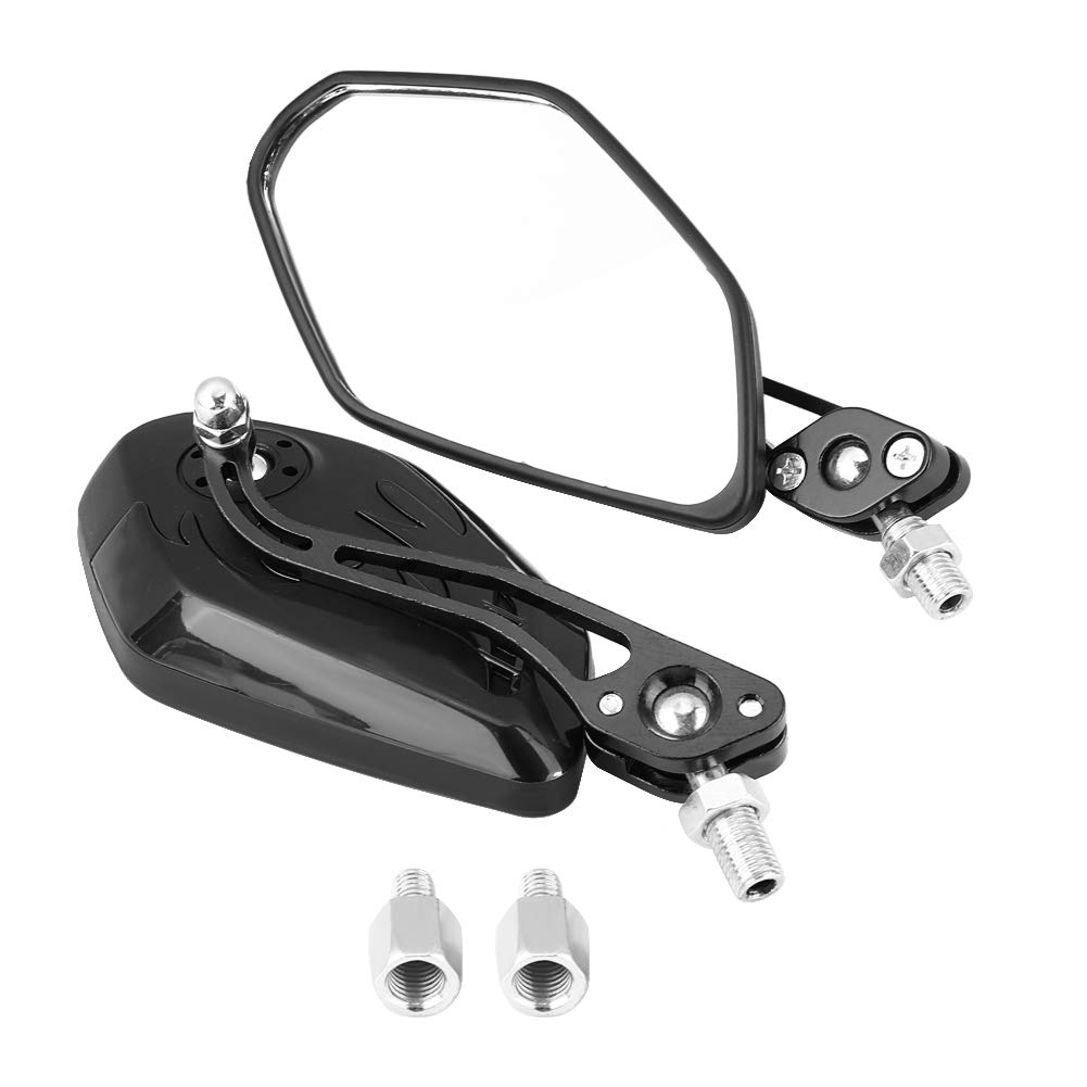 Universal 8mm 1mm Aluminum Alloy Motorcycle Rear View Mirrors - 1 Pair Flame Pattern Side Mirrors for Scooters & Bikes (Carbon Fiber Black) - Enhanced Safety & Style for Urban Commuting & Road Trips