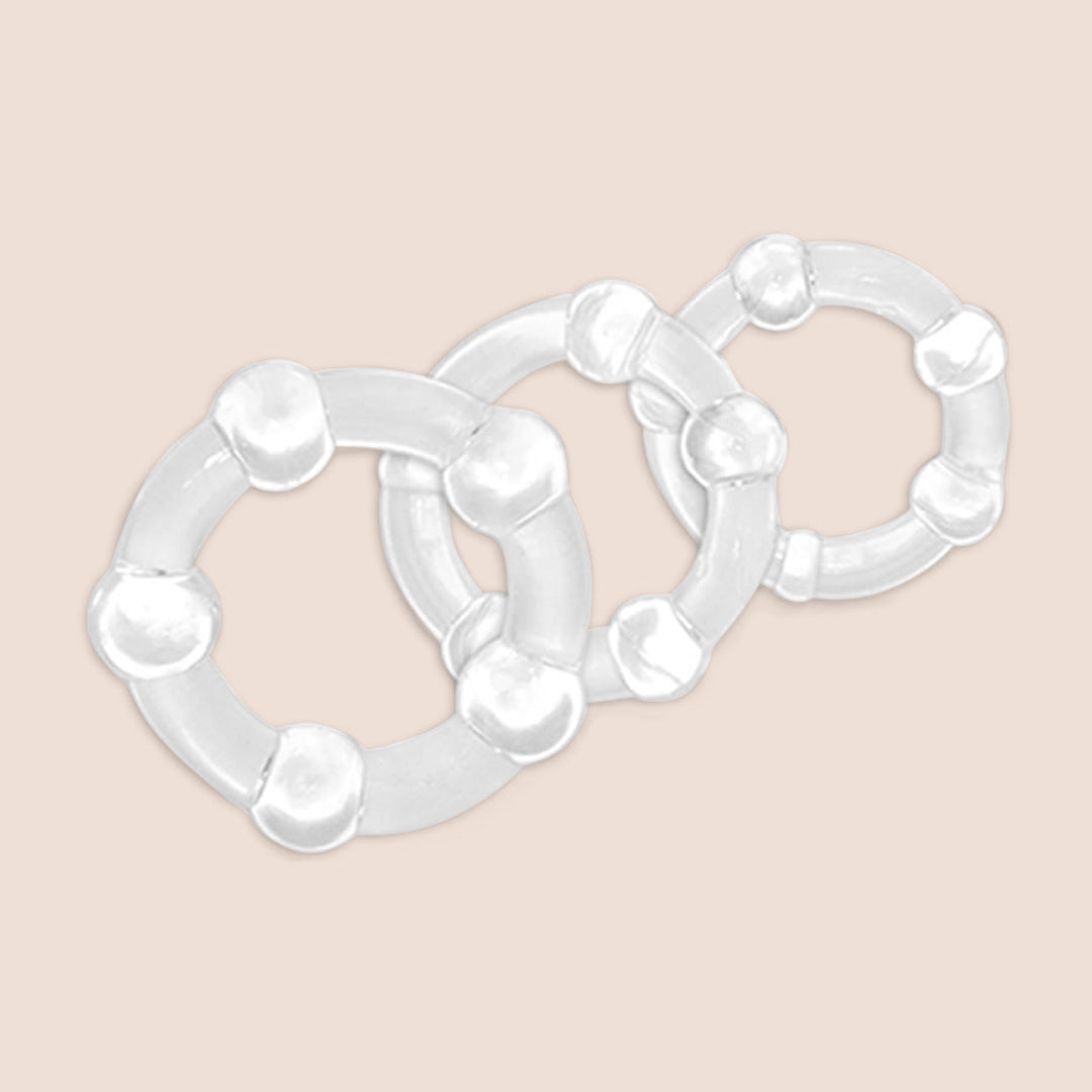 Stay Hard Beaded Cock Rings for Men - 3 Sizes per Pack (Small, Medium, Large) | Enhance Pleasure & Performance | Perfect for Couples Play & Solo Use
