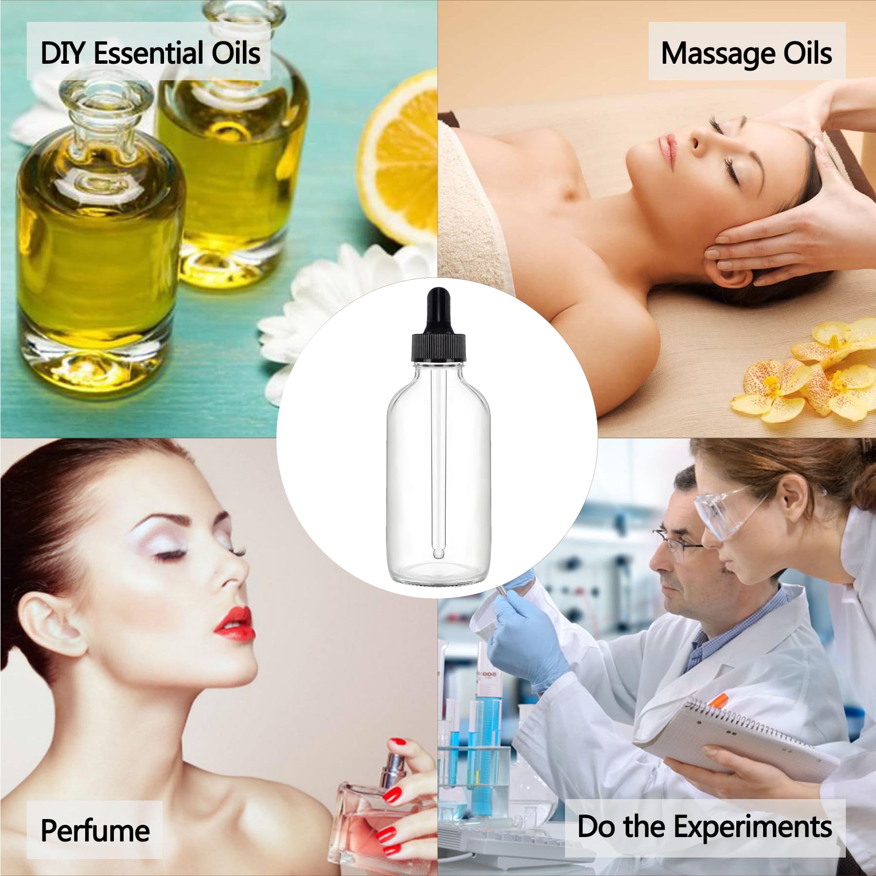 48 Pack 4oz (120ml) Clear Glass Dropper Bottles with Glass Droppers - Essential Oil Bottles, Perfume Bottles, DIY Cosmetic Containers - Perfect for Aromatherapy, Travel Size Liquids & Handmade Skincare Products