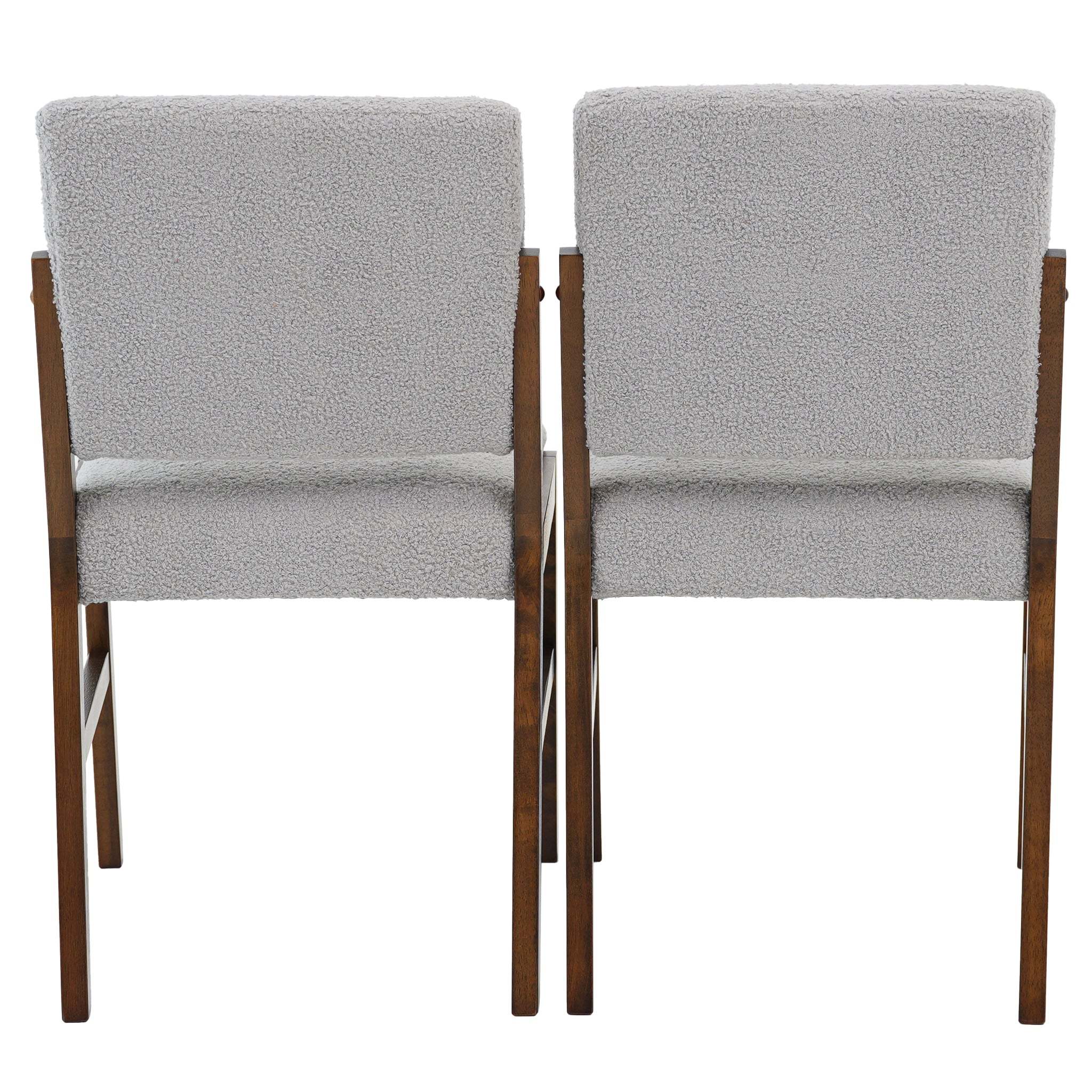 Caldwell Dining Chairs Set of 2 - Light Grey Boucle Upholstered Modern Kitchen Chairs for Dining Room, Breakfast Nook & Small Spaces