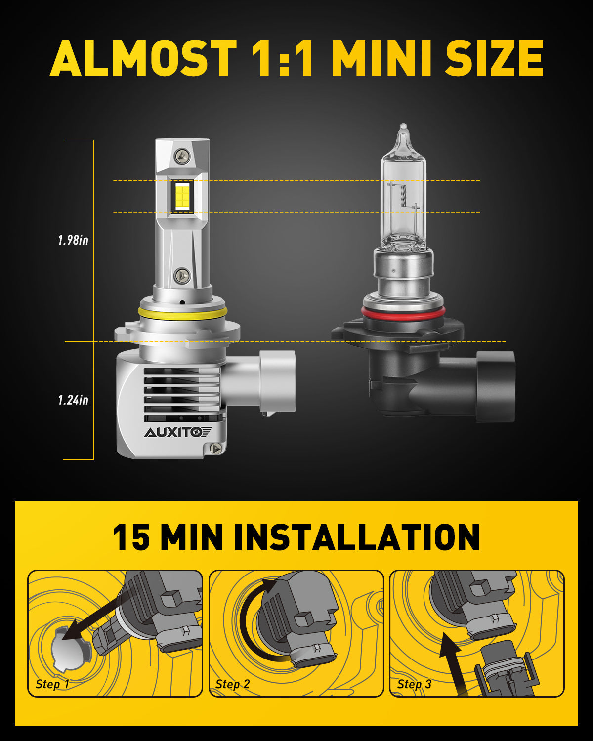 9005 HB3 LED Bulb - 20000 Lumens Super Bright, 6000K Cool White, 100W Equivalent - Perfect for Headlights, Fog Lights & Off-Road Vehicles