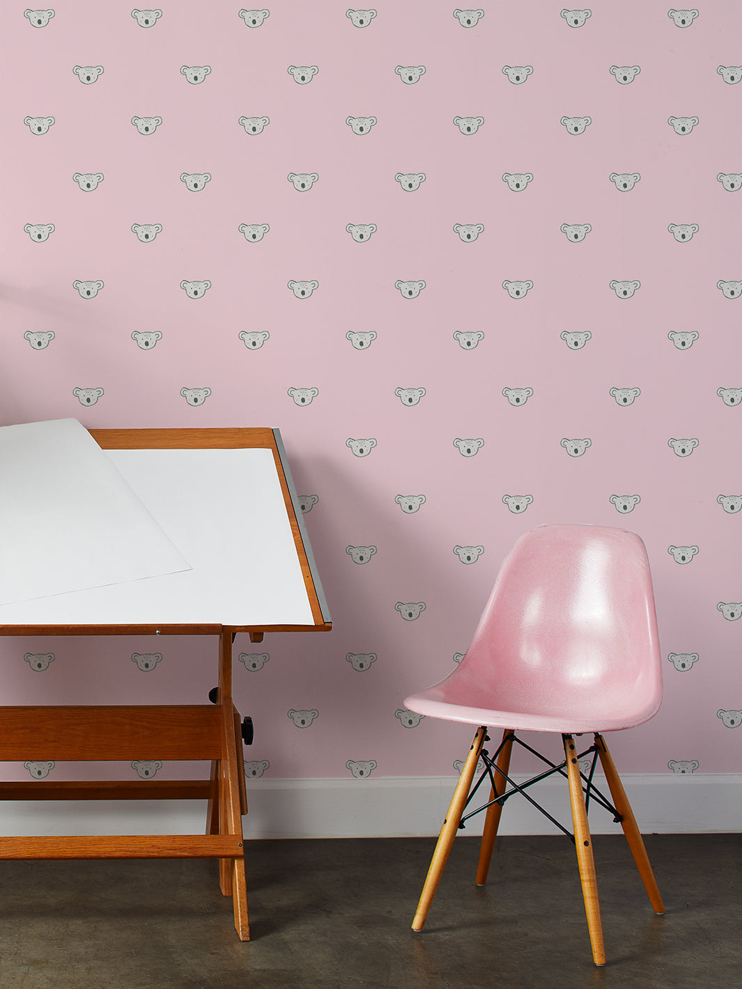 Koala Wallpaper by Tea Collection - Ballet Slipper Pink Floral Design | Perfect for Nursery, Kids Room & Home Decor