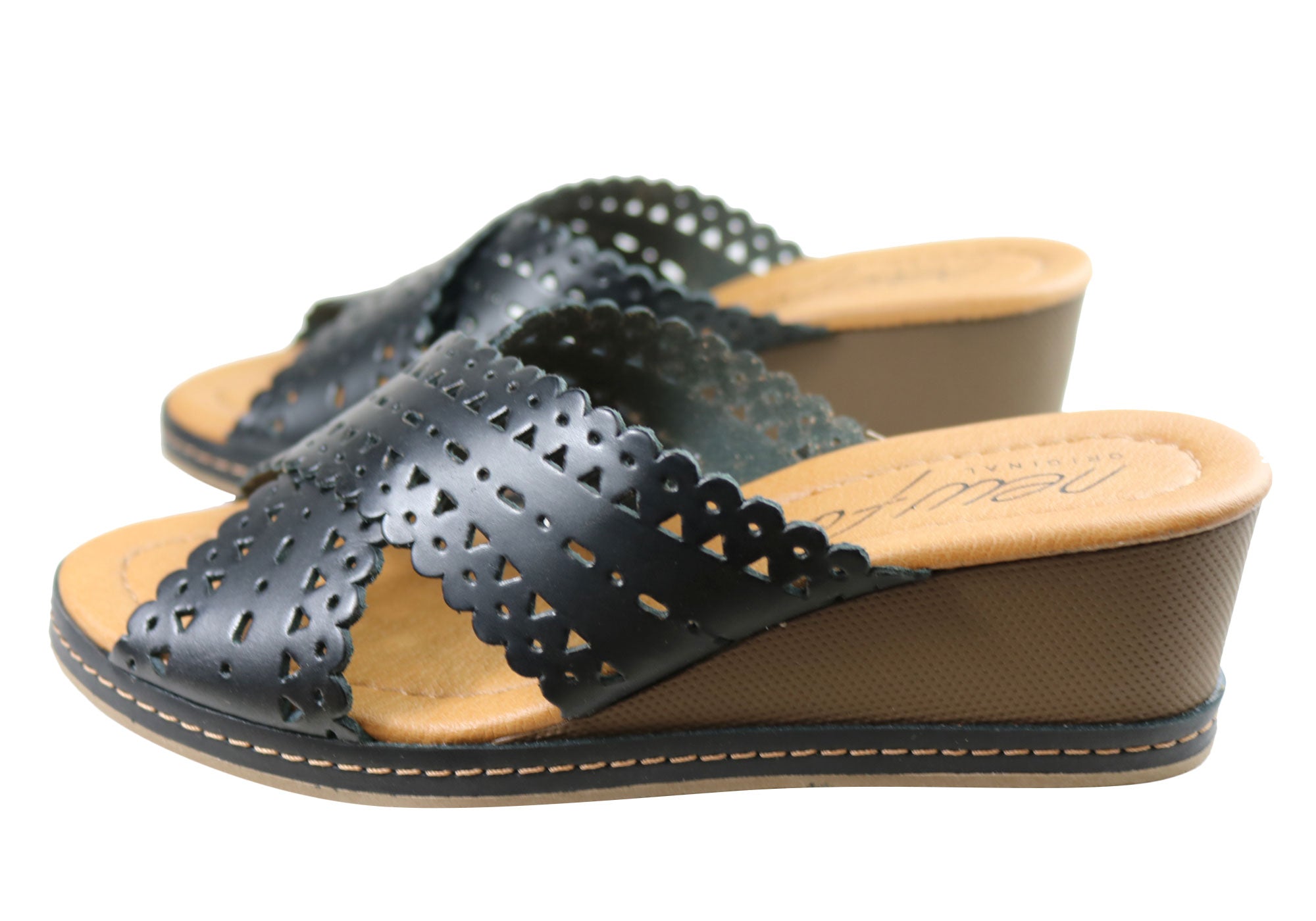 New Tory Women's Leather Wedge Slides Sandals - Comfortable Summer Casual Shoes for Women - Perfect for Beach, Vacation & Everyday Wear