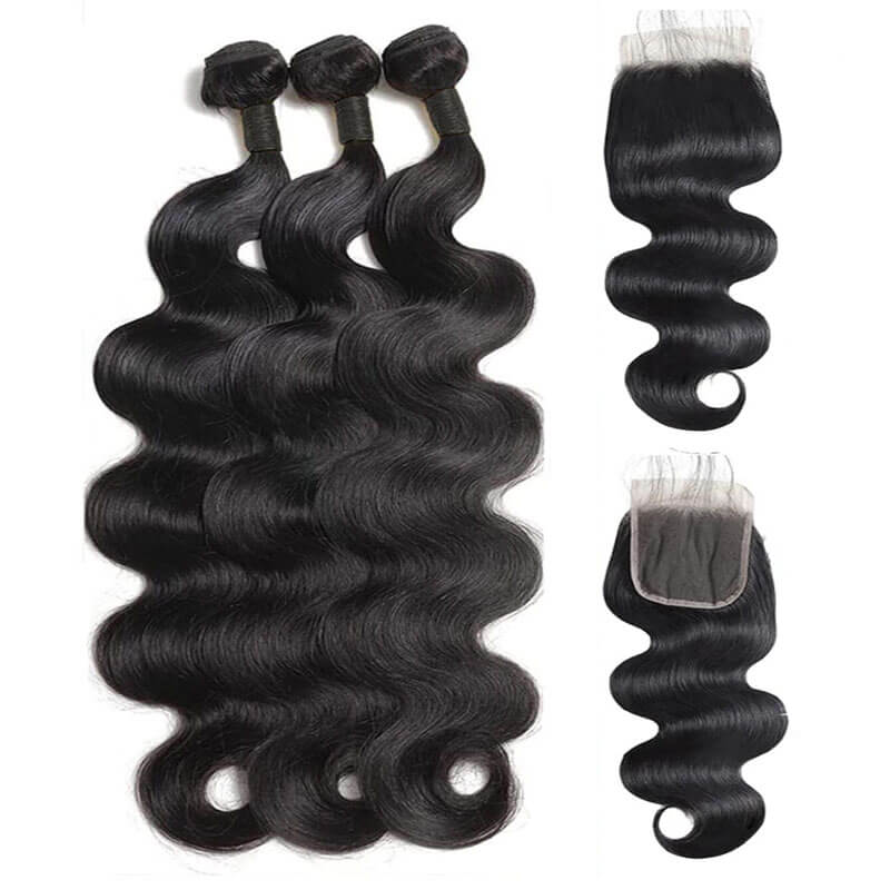 Eullair Body Wave Bundles with Closure 3/4 PCS - 4x4 5x5 6x6 HD Lace Closure | Brazilian Human Hair Weave for Black Women | Perfect for Daily Wear, Parties & Special Occasions