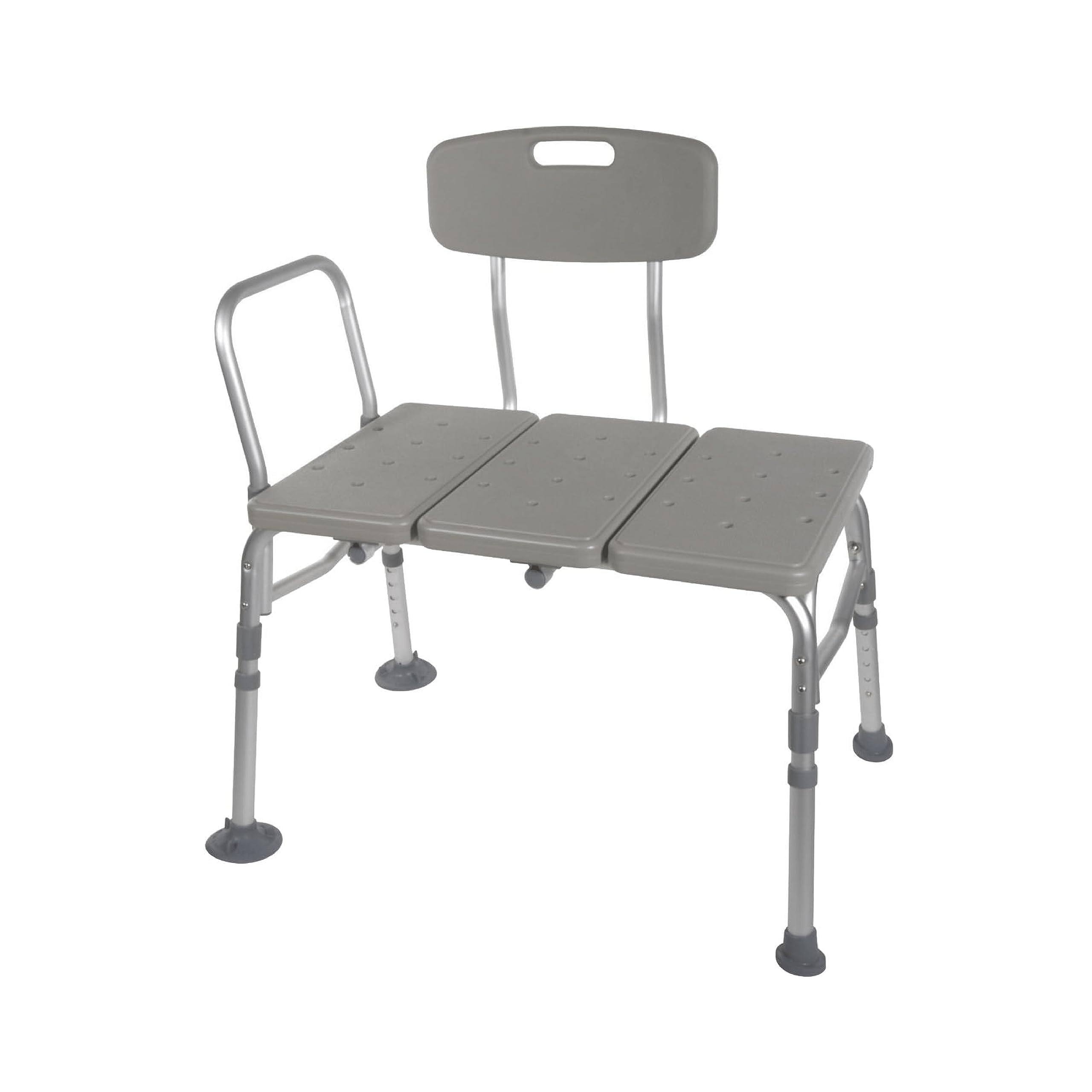 HEALTHLINE Heavy Duty Bariatric Shower Bench 400 lbs Capacity - Adjustable Medical Transfer Bench with Back Support & Non-Slip Seat for Elderly & Disabled (Gray) - Ideal for Safe Bathing & Showering Assistance