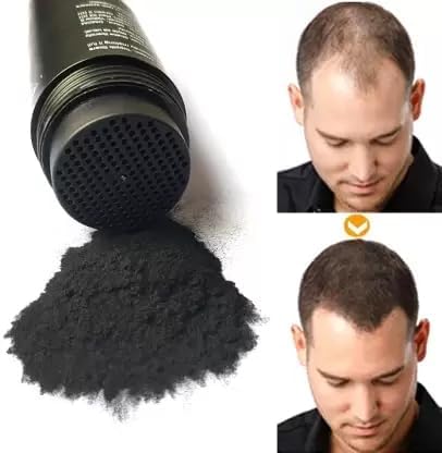 SKINPLUS Hair Fiber for Men - Black Hair Building Powder & Thickening Fibers for Instant Volume & Coverage | Perfect for Thinning Hair & Bald Spots | Styling Wand Included for Easy Application at Home or On-the-Go