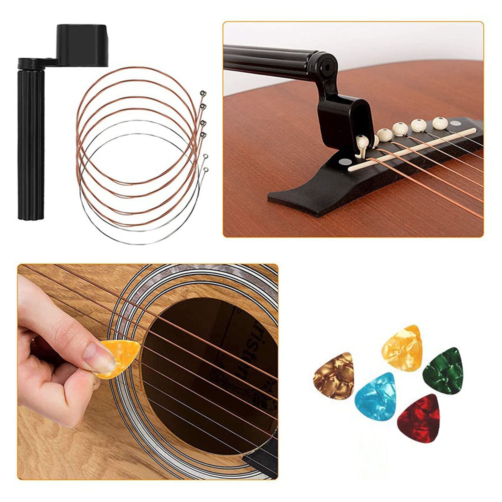 72PCS Professional Guitar Repair & Maintenance Tool Kit with Strings, Picks, Bridge Pins & Gauge - Complete Guitar Accessories Set for Acoustic, Electric Guitar, Ukulele, Bass & Banjo - Perfect for Musicians, DIY Repairs & Home Studio Use