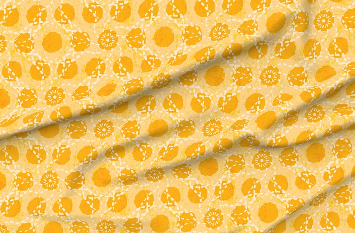 Folklore Sun Yellow Bohemian Ethnic Printed Minky Fabric by The Yard - Soft Plush Material for Sewing Baby Blankets, Quilt Backing & DIY Plush Toys - Perfect for Nursery Decor, Home Crafts & Gift Making