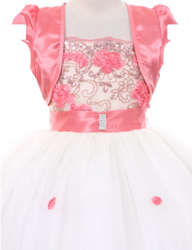 Little Girls Beaded Floral Embroidery Dresses - Special Flower Design Summer Party & Special Occasion Outfits for Toddlers