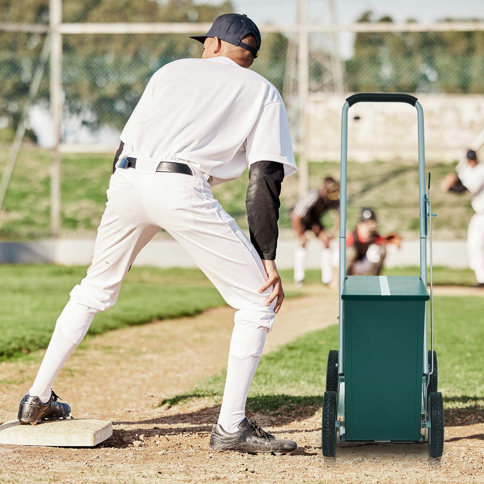 Heavy Duty Steel Baseball & Softball Field Dry Line Chalker Machine - Adjustable 2