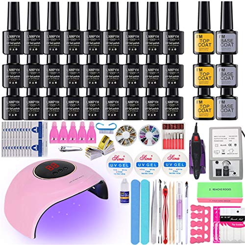 27 Colors Gel Nail Polish Kit with UV Lamp & Electric Drill - Professional Manicure Set for Salon & Home Nail Art - Perfect for DIY Nails, Parties & Gifts