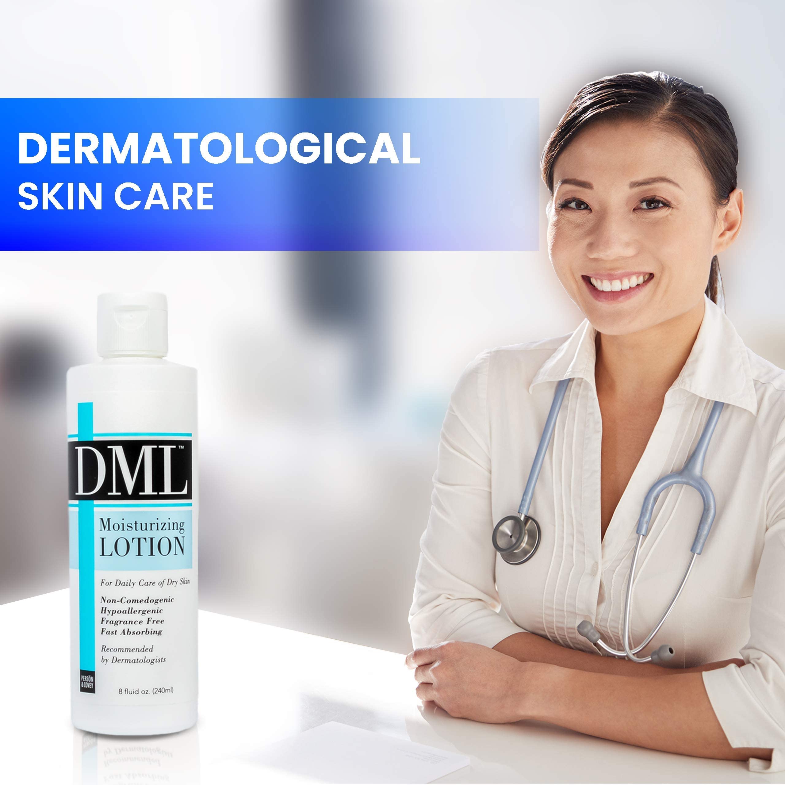 Dml Moisturizing Lotion for Dry Skin - Fragrance Free, Hypoallergenic, 8 Oz - Perfect for Daily Hydration & Sensitive Skin Care