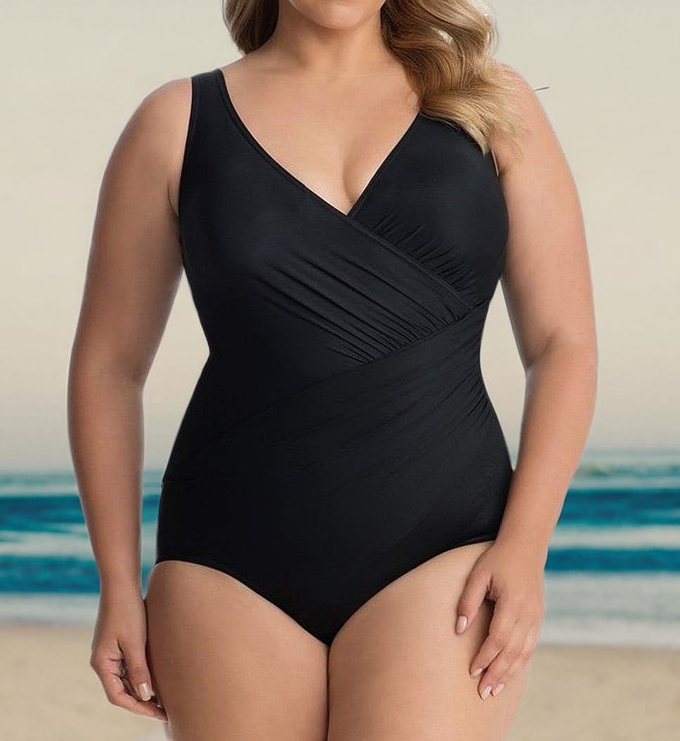 Miraclesuit Women's Plus Size One Piece Swimsuit - Pin Point Oceanus Soft Cup Tummy Control Bathing Suit for Women | Perfect for Beach Vacations, Pool Parties & Summer Getaways