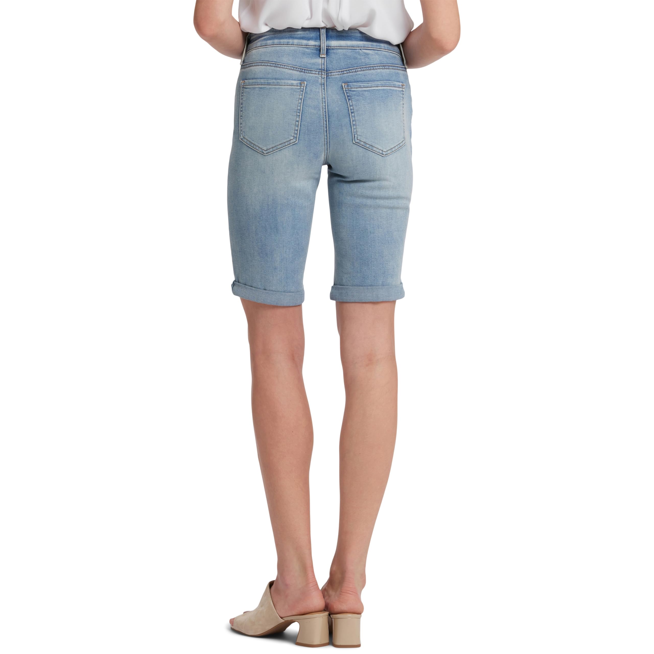 NYDJ Women's Briella Roll Cuff Jean Slimming Denim Shorts - High Waisted Long Shorts for Women, Tummy Control & Comfort Fit - Perfect for Summer Outfits, Casual Wear & Vacation
