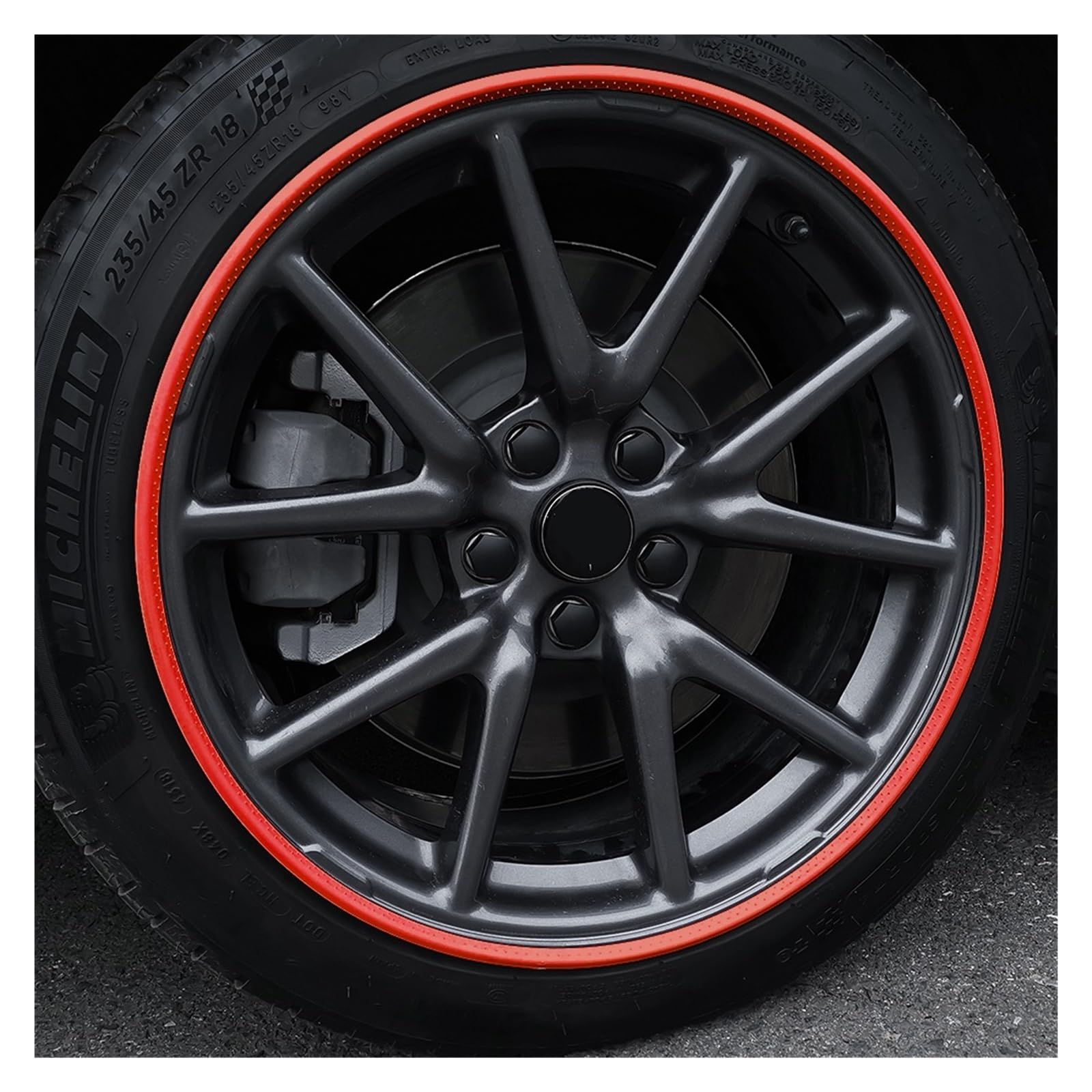 BERBO 4PCS Car Wheel Hub Rim Edge Protector Ring Strip - Rubber Tire Guard & Decor Accessories for Tesla Model 3/Y 2017-2021 - Red 19 Inch - Prevent Scratches & Enhance Style for Daily Driving & Car Shows