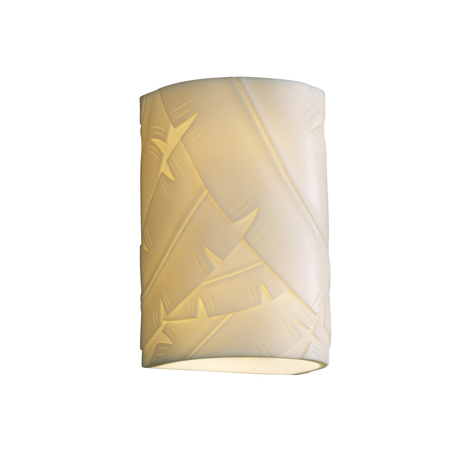 Justice Design Group Porcelina 2-Light Wall Sconce with Banana Leaf Faux Porcelain Resin Shade - Elegant Lighting Fixture for Living Room, Bedroom, or Hallway Decor | Perfect for Coastal, Farmhouse & Boho Home Styles