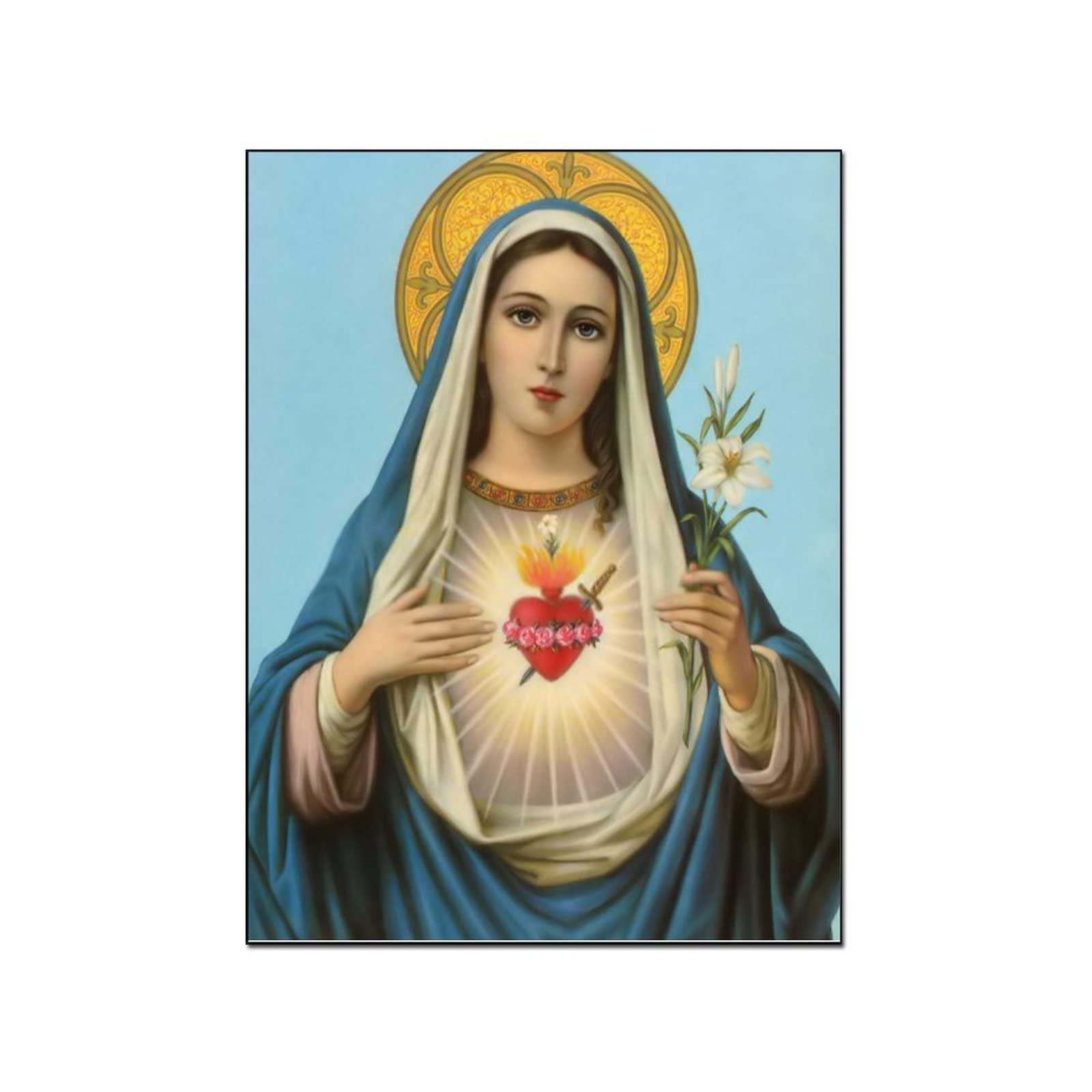 Immaculate Heart of Mary Art Print - 24x32 Inch (60x80cm) Religious Wall Decor for Living Room, Bedroom & Church - Premium Quality Poster for Home Decor & Spiritual Inspiration