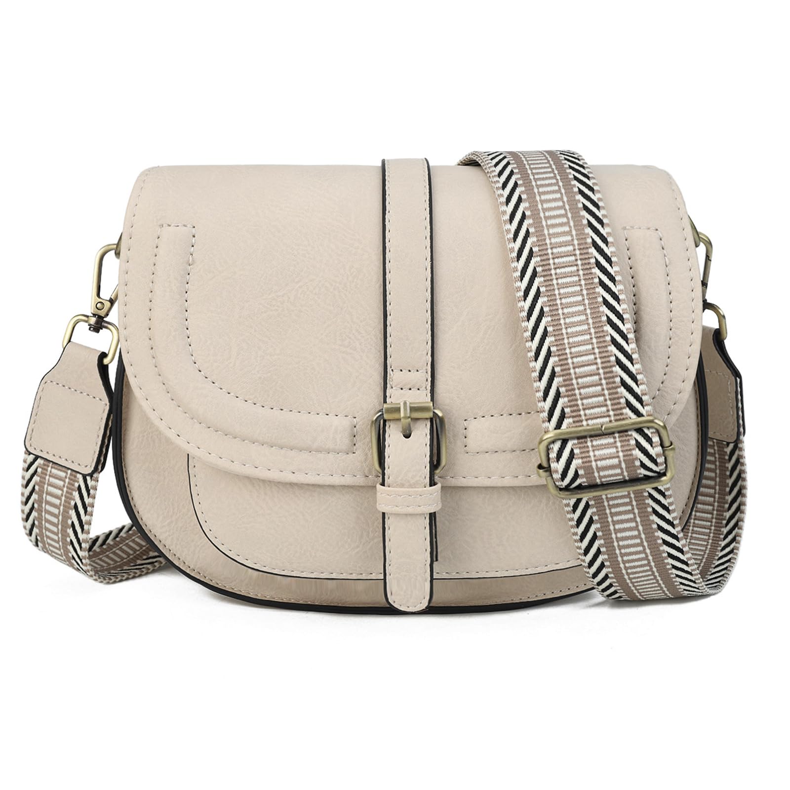 AFKOMST Women's Small Crossbody Bag - Vegan Leather Saddle Purse, Boho Shoulder Handbag for Everyday Use, Travel & Casual Outings