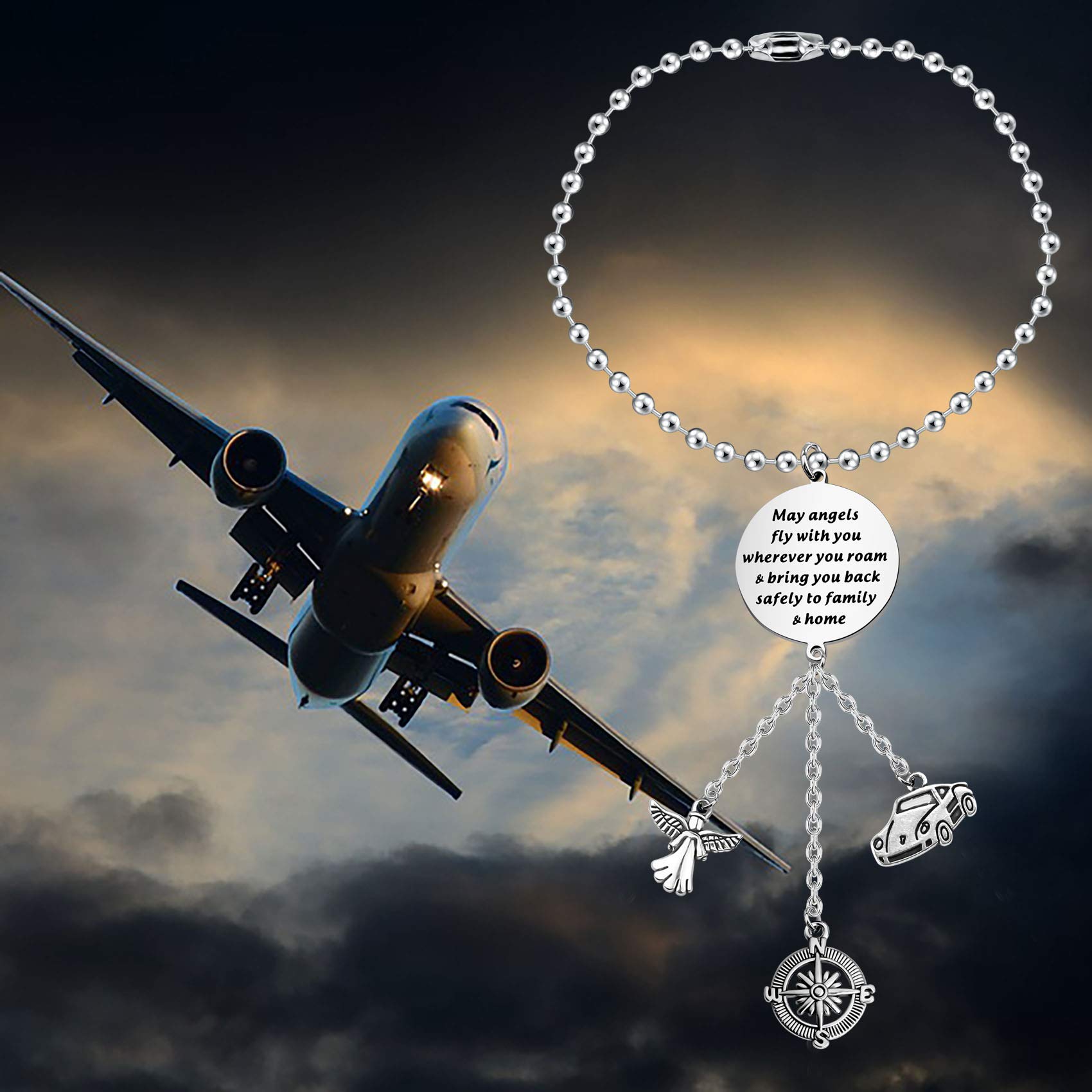 Bobauna Guardian Angel Cross Car Charm - Mirror Hanging Pendant for Safe Driving, Car Interior Decor & New Driver Gift - Perfect for Daily Commute, Road Trips & Protection on the Go