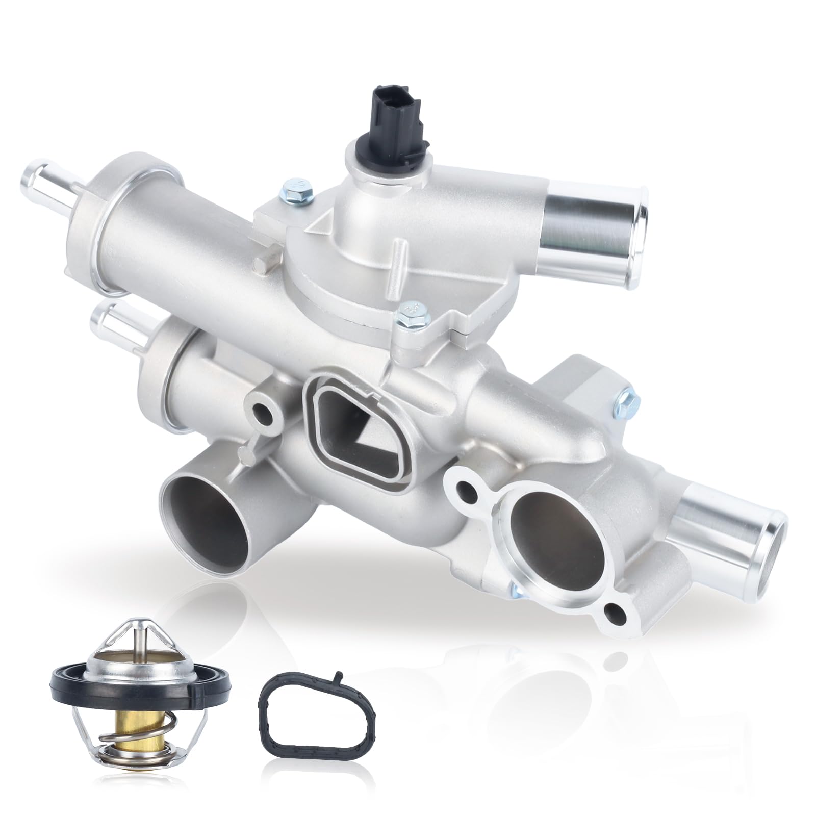 Upgraded Aluminum Engine Coolant Thermostat Housing Assembly for Chrysler 200 Sebring Dodge Avenger Caliber Journey Jeep Compass Patriot - Replaces 6508355AA 4884571AB 902-319 - Perfect for Engine Cooling System Repair & Maintenance
