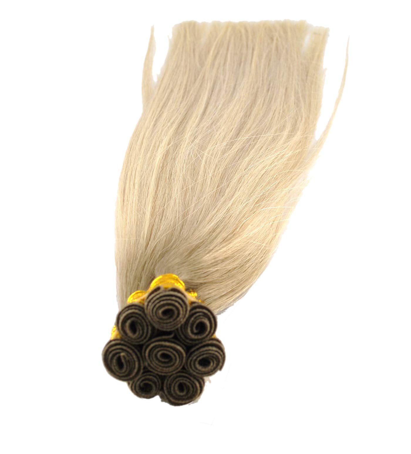 Premium 18/60 Dark Root White Blonde Hand-Tied Virgin Human Hair Weft Extensions 14-20 Inches (16