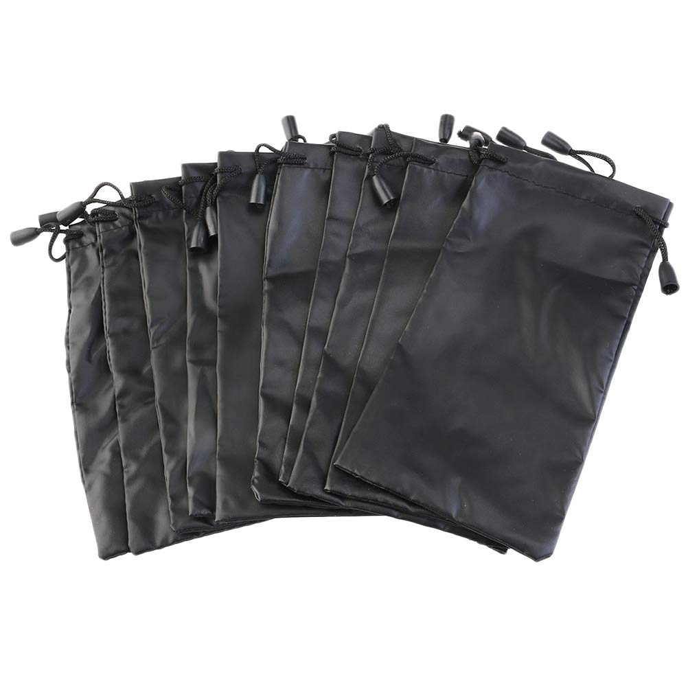 **Toyvian 12-Pack Mini Sunglasses Storage Bags - Soft Drawstring Pouch for Eyewear, Jewelry & Small Accessories - Waterproof Dustproof Organizer Case with Cleaning Cloth - Perfect for Travel, Home & Gift (Black)**