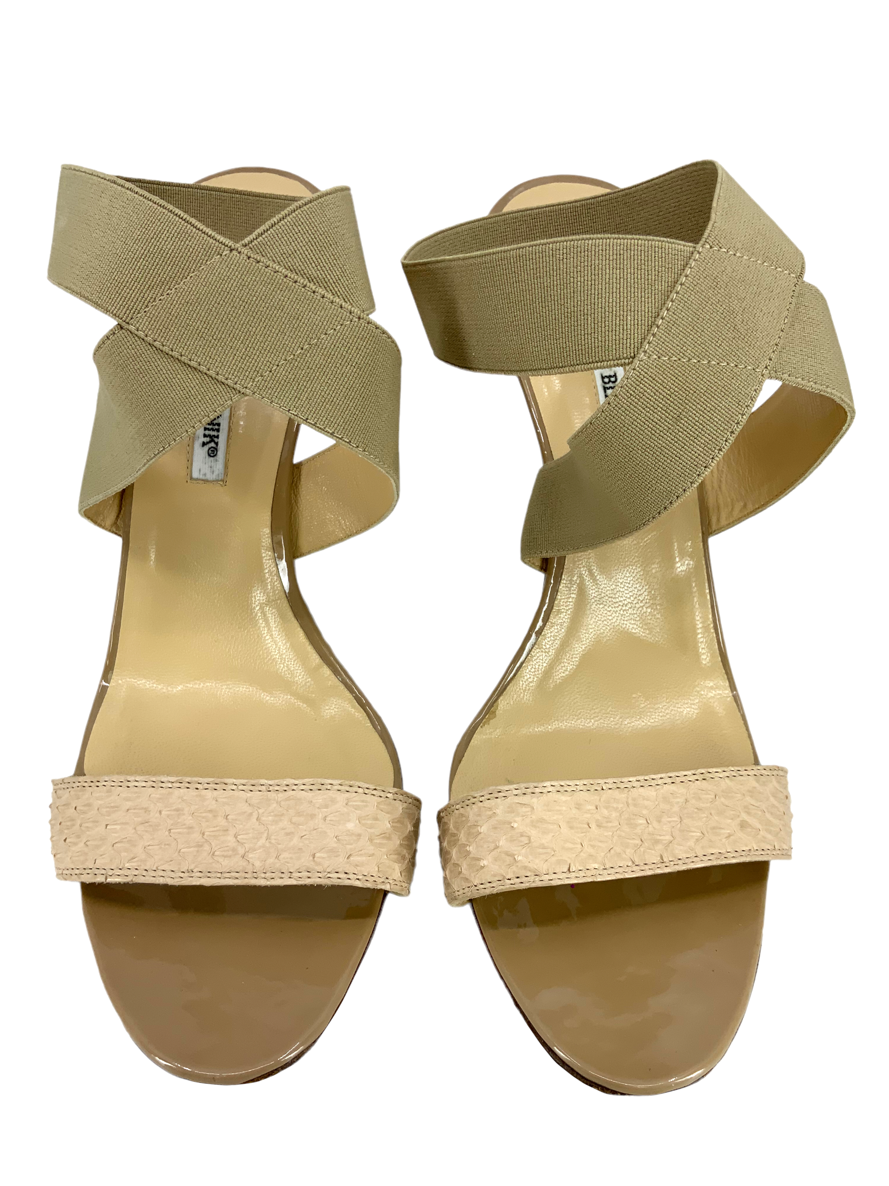 Manolo Blahnik Women's Size 11 Elastic Strap Snakeskin Sandals - Perfect for Weddings, Parties & Summer Outings