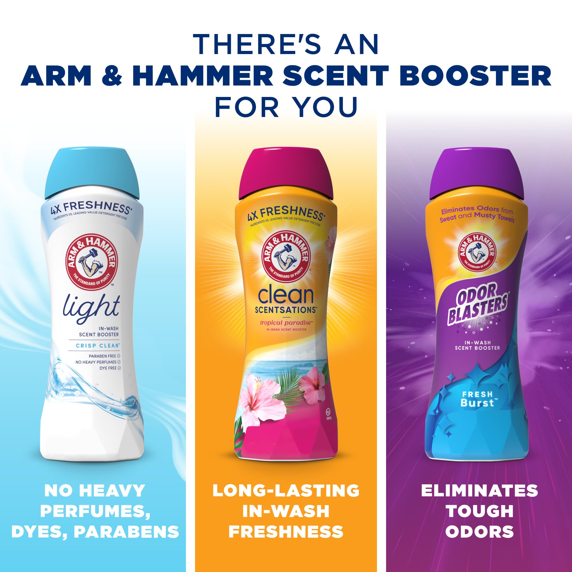 Arm & Hammer In-Wash Scent Booster Tropical Paradise - 24 oz (Pack of 4) | Long-Lasting Laundry Fragrance for Clothes & Linens | Perfect for Gym Clothes, Bedding & Towels