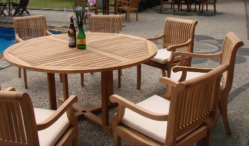 Premium Grade-A Teak Wood 7-Piece Outdoor Dining Set - 60
