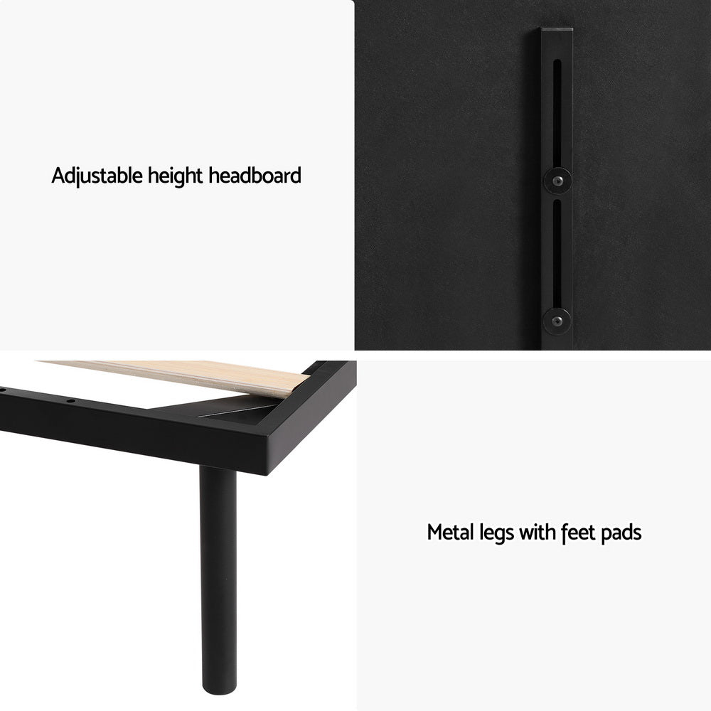 Kembla Metal King Single Bed Frame - Sturdy Black Steel Platform Bed for Adults & Teens | Perfect for Small Rooms, Dorms & Guest Bedrooms
