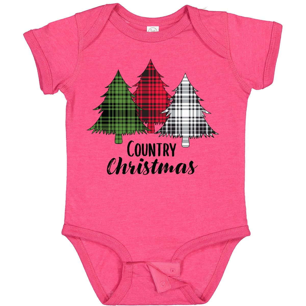 Inktastic Country Christmas Plaid Trees Baby Bodysuit - Cute Holiday Outfit for Infants & Toddlers - Perfect for Christmas Photos, Family Gatherings & Festive Celebrations