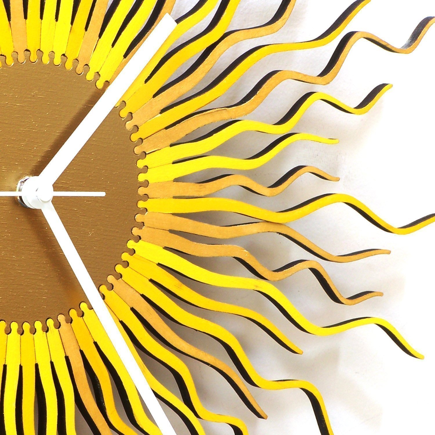 Medusa Gold - 16 Inch Elegant Gold Wall Clock with Filigree Wood Design, Handmade Home Decor for Living Room, Bedroom & Office