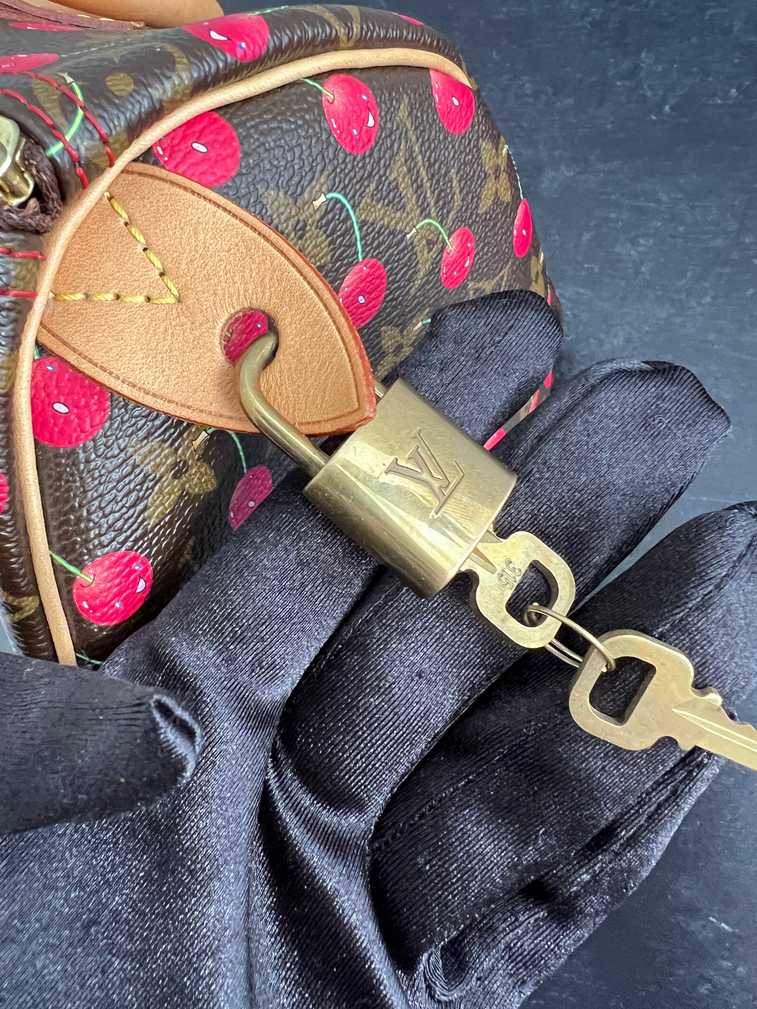 Authentic Louis Vuitton Takashi Murakami Cerises Cherry Speedy 25 Handbag - Limited Edition Designer Shoulder Bag for Women, Perfect for Travel, Work & Everyday Luxury Fashion Accessory