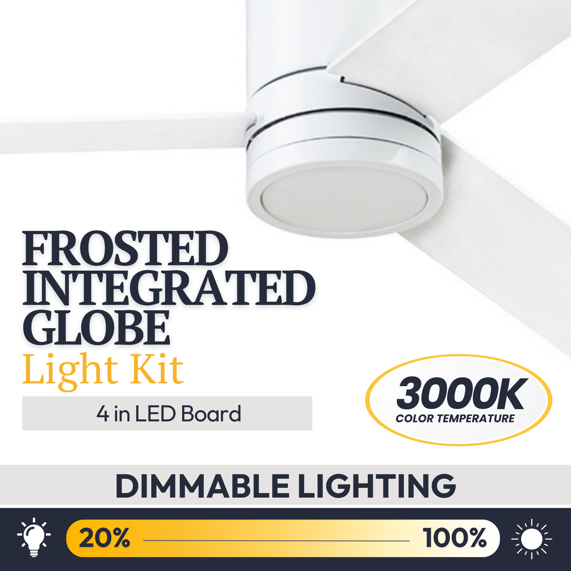 52 Inch White Espy Remote Control Ceiling Fan with Light Kit - Quiet Reversible Motor for Bedroom, Living Room, and Office