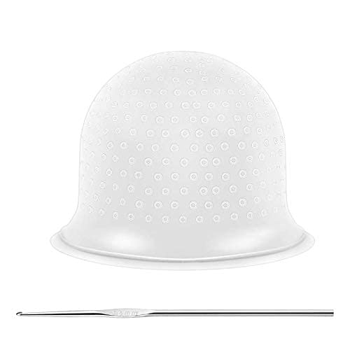 Falkiya Reusable Silicone Hair Dye Cap with Hook & Metal Needle (25x22cm) - Professional Highlighting & Frosting Cap for Salon & Home Use - Perfect for Balayage, Ombre & Hair Coloring Techniques
