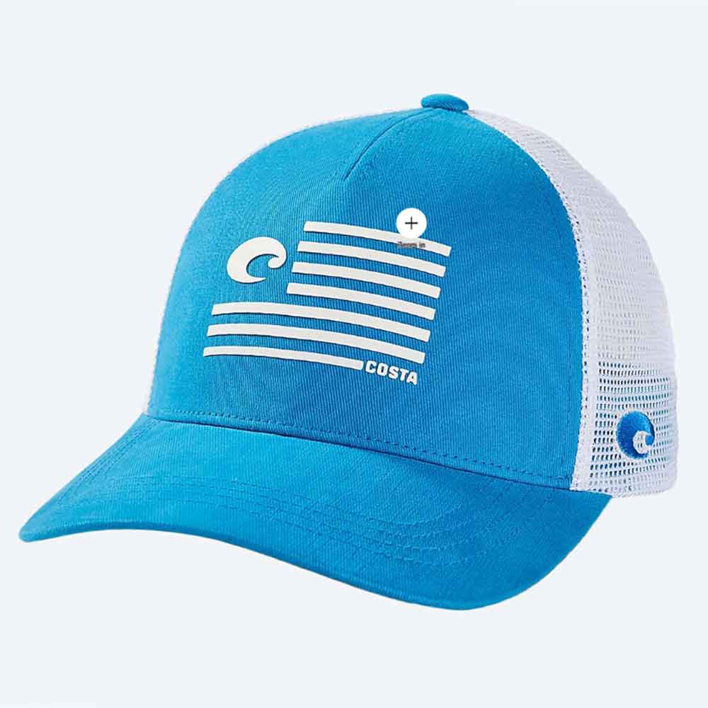 Costa Pride Logo Twill Trucker Hat in Costa Blue - Stylish & Comfortable Baseball Cap for Outdoor Activities, Sports & Casual Wear