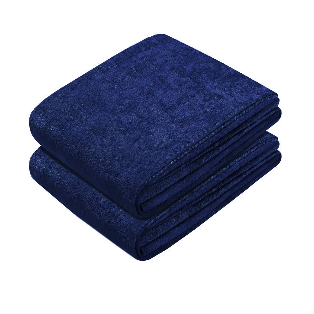ELKCA Double-Sided Chenille Window Curtains - Royal Blue Blackout Curtains for Living Room & Bedroom - 52