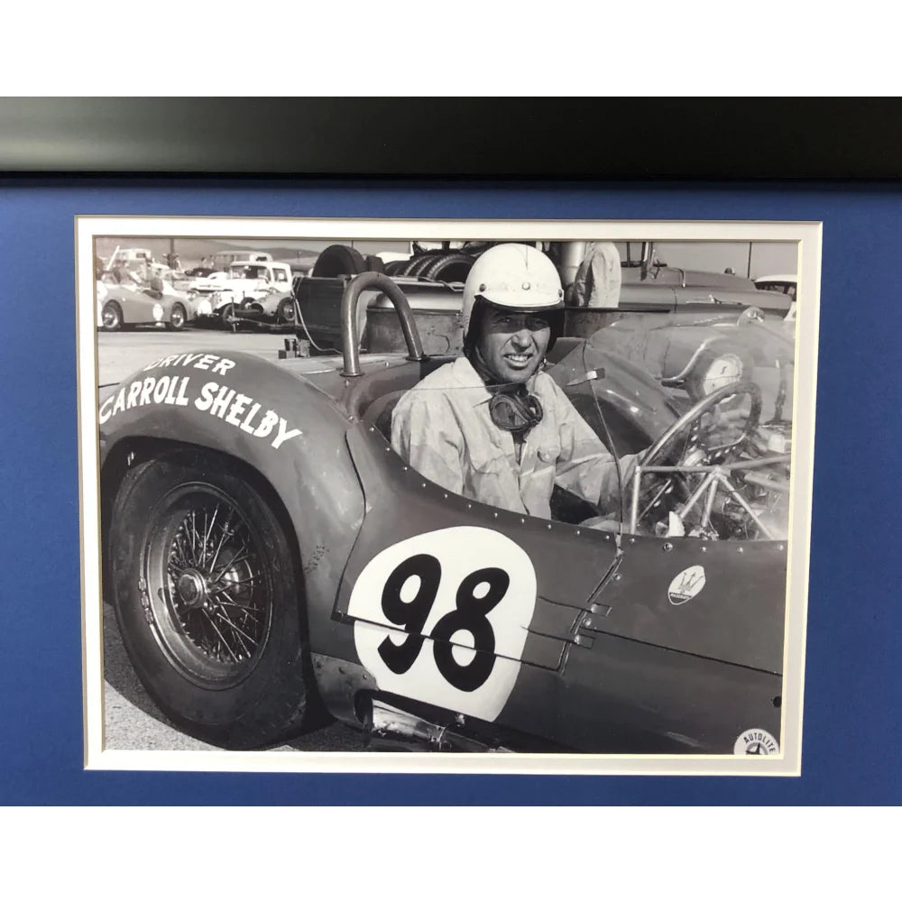 Authentic Carroll Shelby Framed Movie Prop Test Plate - Ford vs Ferrari GT350 GT40 Collage Photo - Perfect for Motorsport Fans & Home Theater Decor